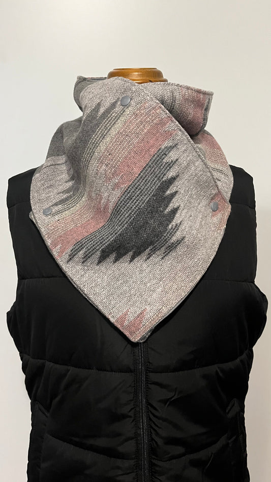 Pink and Grey Winter Cowl
