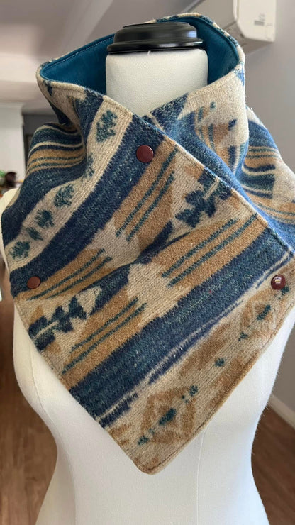 Blue Rust Aztec Winter Cowl