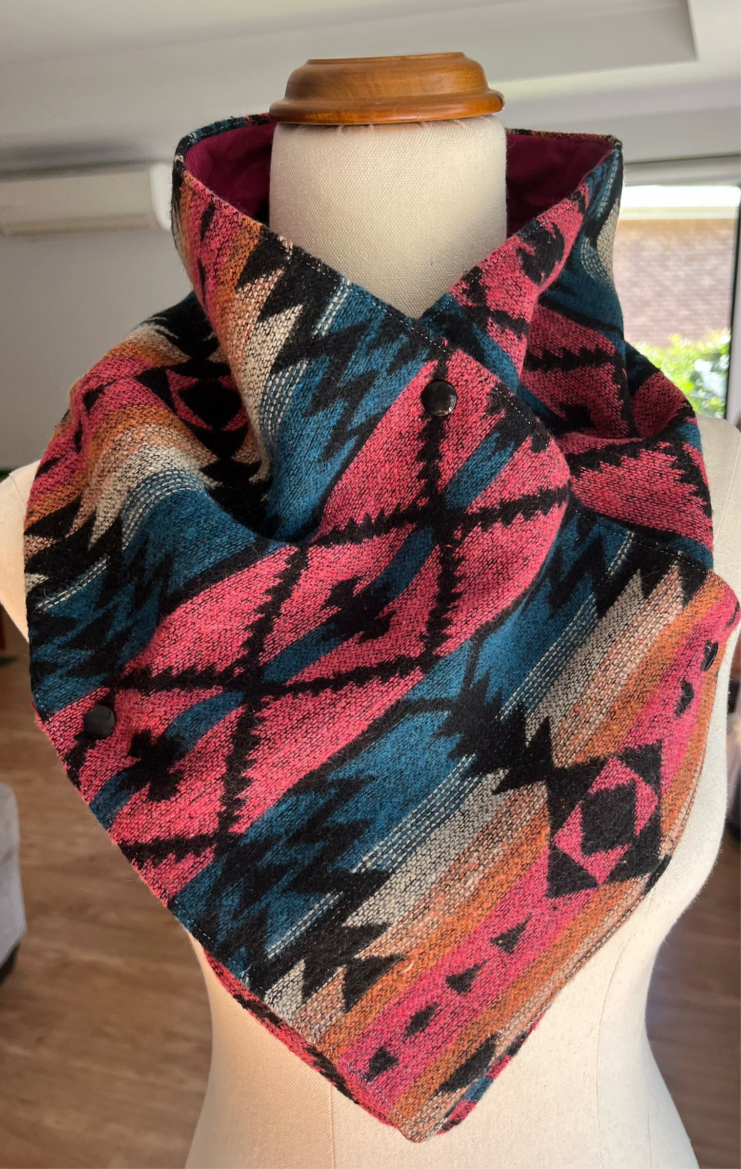 Pink and Blue Aztec Winter Cowl