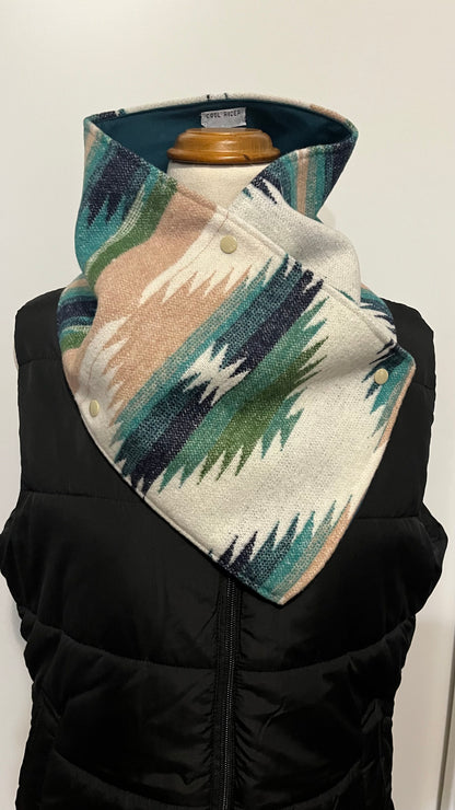 Turquoise Aztec Winter Cowl