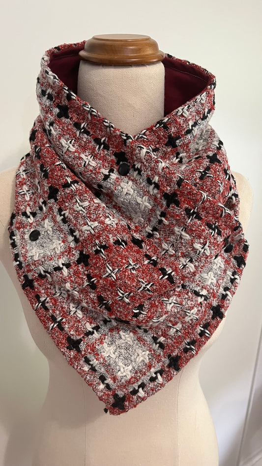 Raspberry Boucle Winter Cowl